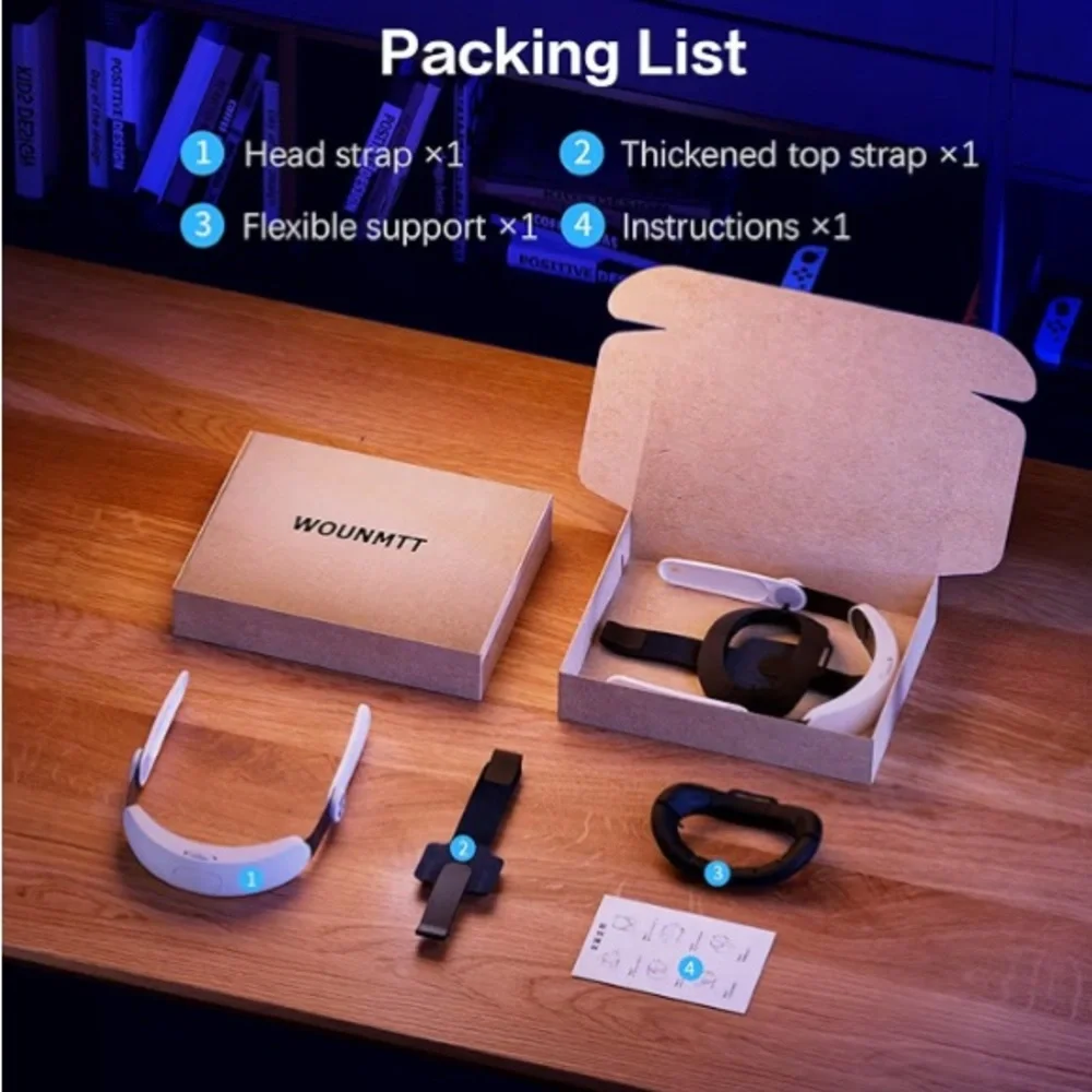 VR Headset with Adjustable Strap - Black and White